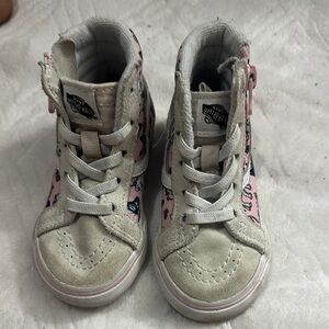 Vans Pink and White Floral High-Top Sneakers